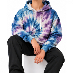 Sudaderas con capucha para hombre, con efecto tie-dye, 100% algodón, forro polar, estilo casual, oversize, para streetwear, fabricante mayorista. - Product Image 4