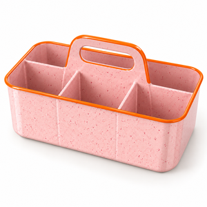 Compartimento de Almacenamiento Rectangular Multifuncional Moderno de Acero Inoxidable Esmaltado en Rosa con Asa y Divisores - Product Image 1
