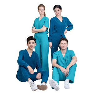 HOT SELLING Hospital Medical Clothing Rayon/PE/Spandex Fashionable floral medical <b>scrubs</b> set women nurse <b>scrub</b> wide leg OEM/ODM - Product Image 1