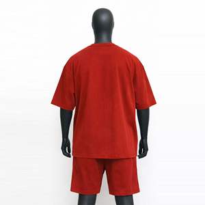 T-shirt personnalisé en coton 100% délavé à l'acide pour l'été avec impression sur short en nylon, ensemble vintage hip-hop été pour hommes - Product Image 6