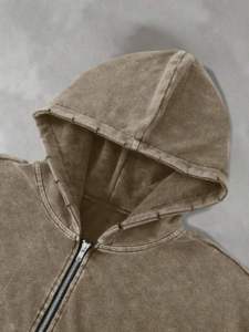 เสื้อฮู้ดซิปแบบย้อมสีเอซิด ทรงหลวม สไตล์สตรีทแวร์ แขนยาว ผ้าหนา สไตล์คนเมือง - Product Image 5