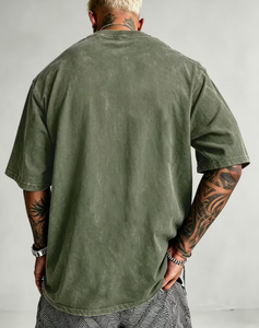 T-shirt Homme Oversize Hardihood International 100% Coton Manches Courtes Tricoté 320g Col Rond Vintage Effet Vieilli - Product Image 2