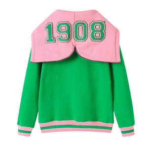 Sudadera con Capucha Unisex AKA Pink Prep, Color Verde y Rosa, Sudadera con Capucha de Forro Polar Premium, Ropa Deportiva Informal - Product Image 3