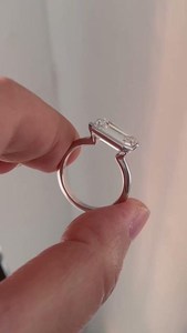 East West 2CT Emerald Cut Moissanite Solitaire <b>Ring</b> Original <b>925</b> <b>Silver</b> Fine Modern Style Gift For Anniversary Party Occasion - Product Image 4