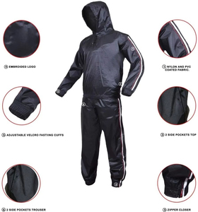 Combinaison de sauna pour hommes pour la perte de poids, fabricant de vêtements de sport en gros, combinaison de sauna avec logo personnalisé, vêtements de fitness pour la transpiration, combinaison de sauna - Product Image 6