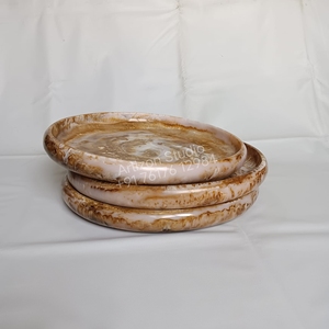 Bol de service en résine de luxe avec motif tourbillonnant blanc et noir artistique pour hôtel, buffet, restaurant, salle à manger et usage décoratif à domicile - Product Image 4