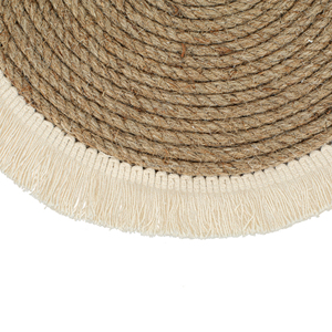 Sets de table ronds en jute |   Set de table tressé artisanal en fibres naturelles avec franges en coton pour salle à manger, cuisine, mariage, décorations rustiques pour la maison - Product Image 4