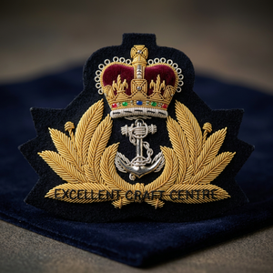 Custom Embroidered RNO Cap Badge With Anchor And Laurel Wreath <b>Sew</b>-On Fabric Patch For Uniform Garment - Product Image 4