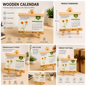 Premium Personalized Wooden Perpetual <b>Calendar</b> Desk Organizer with Printing for Mother's Day & Graduation - Product Image 3