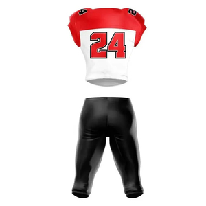 Tenues de football personnalisées pour adultes avec numéros chromés, en tissu sergé sublimé, respirantes, à séchage rapide, ensemble maillot et pantalon cousus avec logo d'équipe - Product Image 3