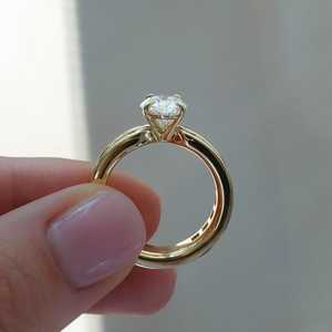 3 ctw Channel Set Round Accent <b>Chunky</b> Solitaire Band Wholesale 14k 18k Gold Oval Lab Grown Diamond Engagement <b>Ring</b> B2B Factory - Product Image 6