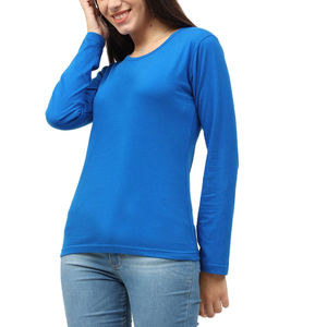 Camiseta de manga larga para mujer, elástica, ajustada, lisa, estilo urbano, nueva llegada, servicio OEM, económica - Product Image 1