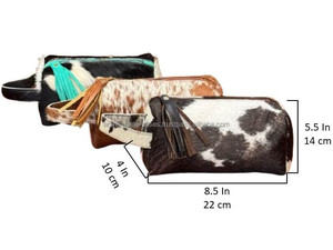 Cheveux personnalisés de haute qualité sur cuir de vachette véritable avec pompon trousse de toilette maquillage cosmétique stockage voyage organisateur boîte - Product Image 3