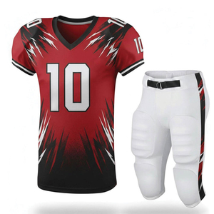 Custom Sublimated Football Uniform Set Men's Blue <b>Pink</b> Heart Pattern Jersey Pants 50 Moisture Wicking Fitted Short Sleeve - Product Image 3