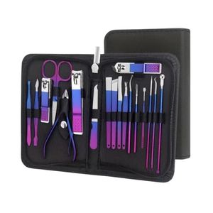 Professional Luxurious Manicure <b>Set</b> 12-Piece Synthetic Leather Case Polished Stainless Steel Tools <b>Nail</b> Kit Hand Foot Facial Kit - Product Image 4