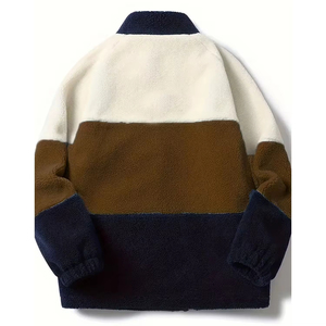 Chaqueta de Punto con Bloques de Color para Hombre, Corte Regular, Abrigo Casual de Invierno, Cuello Alto, Diseño de Parches, Ecológico - Product Image 2