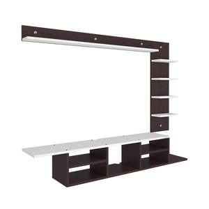 Meuble TV mural en bois composite avec éclairage LED, étagères et unité de rangement pour salon, support pour décodeur - Product Image 2