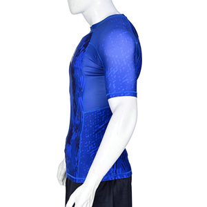 Camiseta de compresión de manga corta morada personalizada con estampado sublimado para MMA, BJJ, Grappling, Gimnasio, Entrenamiento, Capa Base, Venta al por mayor - Product Image 5