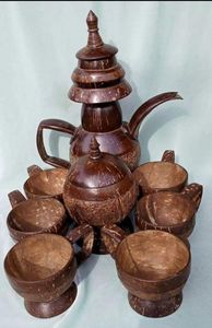 Théière vintage en bois de coco, pot en bois artisanal du Vietnam pour la dégustation du thé, décoration intérieure et présentations hôtelières, vente en gros - Product Image 3