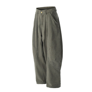 High Waist Loose Fit <b>Harem</b> Pants 100% Cotton Canvas Knee Length Solid Color Casual Style With Pockets Button Fly - Product Image 2