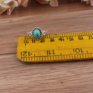 Anillo de Plata de Ley 925 con Turquesa en Corte Brillante, Hecho a Mano, Estilo Boho Clásico, con Gema Solitaria, para Aniversario - Product Image 5