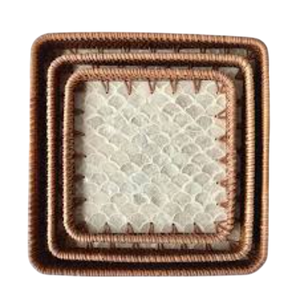 Plateau de service rectangulaire en nacre fantaisie, plateau en bois pour table basse, plateau décoratif de luxe fait main avec poignées - Product Image 3