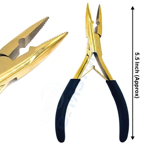 Kit d'outils professionnels pour extensions de cheveux en or, pour l'installation et le retrait de micro-anneaux, avec pinces, ciseaux, crochets et clips - Product Image 3