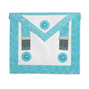 Tablier de Maître Maçon Blanc avec Bordure Turquoise, Décorations Perlées Circulaires, Régalia Classique de Franc-Maçonnerie, Artisanat - Product Image 1