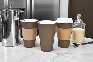 แก้วกาแฟกระดาษคุณภาพสูงขนาด 12 และ 16 ออนซ์ ย่อยสลายได้ พร้อมฝาและปลอกหุ้ม สำหรับเครื่องดื่ม รับทำโลโก้ตามสั่ง - Product Image 2