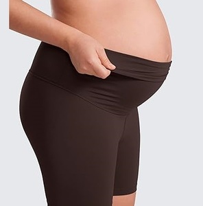 Pantalones Cortos de Ciclismo de Cintura Alta Elásticos para Embarazadas, Mallas Ajustadas de Compresión Transpirables para Maternidad - Product Image 1