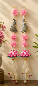 MDF Peacock <b>Door</b> Hanging Shubh Labh Golden <b>Beads</b> Diwali Puja Decoration Indian Wedding Garland Printed High Quality Handmade - Product Image 6