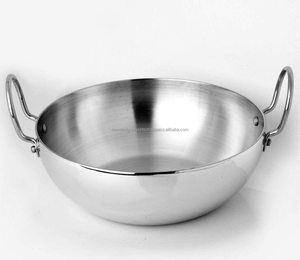 Aluminium Sheet Kadhai With Two Handles Full Polished Best Quality Kadhai Cookware Woks Cooking Utensil 180 mm DiaMeter - Product Image 1