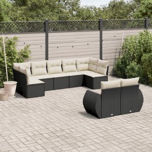 Conjunto de Sofás de Jardín en Blanco Crema y Negro - Product Image 1