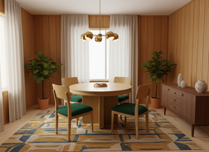 Juego de Mesa de Comedor y Café Redonda Moderna con 4 Sillas, Muebles de Madera Maciza de Fresno para Sala de Estar - Product Image 4