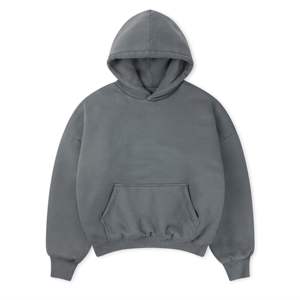 Sweat-shirt à capuche surdimensionné pour homme, couleur unie, en molleton de coton, décontracté, pour l'automne, avec poche avant, manches régulières, 2027 - Product Image 1