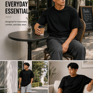 Camiseta Extra Grande para Hombre, Corte Holgado, Informal, Estilo Urbano, Mezcla de Algodón, Manga Corta, Tejido Transpirable, Cómoda y Elegante - Product Image 6