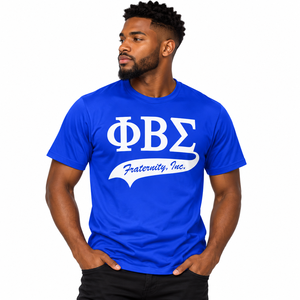 Phi Beta Sigma Royal Blue <b>Mens</b> Graphic T <b>Shirt</b> with <b>White</b> Greek Letter Fraternity Inc Logo Print <b>Short</b> <b>Sleeve</b> Crew Neck Casual - Product Image 1