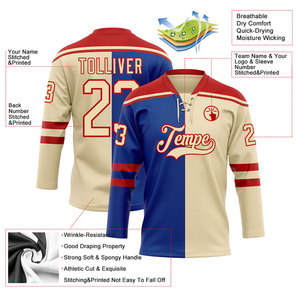 Teams Ice Hockey Jersey Custom Name Number V-Neck Three Quarter Sleeve Breathable Polyester Adult Unisex Apparel - Product Image 2