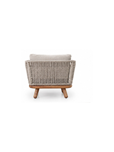 Sillón Moderno de Ratán con Patas de Madera, Asiento Tapizado en Tela, Respaldo Sólido, Estilo Escandinavo, Silla para Sala de Estar - Product Image 6