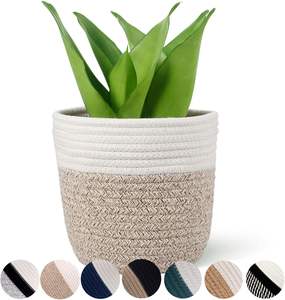 Panier de jardinage artisanal en jute, couvre-pots en corde tressée pour plantes succulentes - Léger, utilisation intérieure/extérieure - Product Image 1