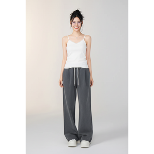 Débardeur côtelé pour femme de haute qualité, doux, à fines bretelles, avec volants, en tissu élastique respirant et à séchage rapide, personnalisable - Product Image 1