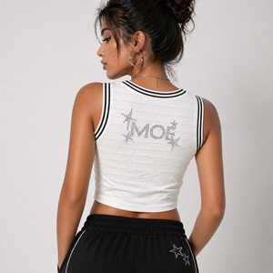 Wholesale Rhinestone Fashion Embellished Crop <b>Top</b> Women <b>Y2K</b> Sparkly Premium Boutique Clothing Cotton women's shirt Supplier OEM - Product Image 2