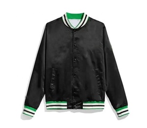 2025 Best Satin Baseball Jacket Custom High Quality Solid Color Varsity Jacket Fashion Top Quality Jacket <b>Men</b> And Women - Product Image 3
