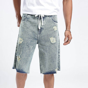 Pantalones Cortos de Mezclilla Negros para Hombre, Cintura Media, Estilo Casual, Tejido 100% Algodón, Transpirables, Cintura Elástica - Product Image 3