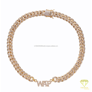 Collier chaîne cubaine en argent sterling 925 avec diamants Moissanite, bijoux de luxe de créateur, style Iced Out, pour hommes et femmes, vente en gros - Product Image 4