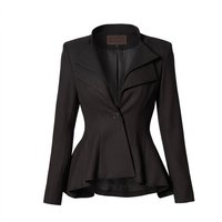 Blazer de costume professionnel pour femme, col en V, double boutonnage, tricoté uni, anti-plis, respirant et confortable