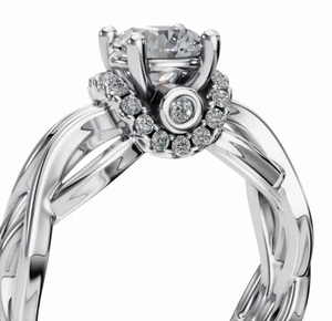 Anillo de Diamantes Twist Of Forever Radiance Halo con un peso total de 0912 quilates y 25 piedras brillantes de corte brillante. - Product Image 3