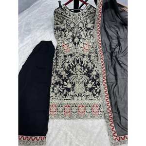 Conjunto de Top de Georgette, Pantalones Palazzo y Dupatta para Mujer con Bordado de Diamantes - Product Image 2