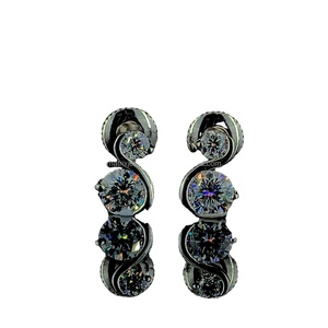 Pendientes de Gota con Doble Piedra Matrix Jewel ER 43, 1ct Cada Una, Corte Iced, Plata de Ley 925, Chapados en Oro Rosa, Joyería Clásica para Hombre - Product Image 1