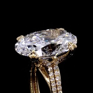 Anillo de Compromiso y Boda de Oro de 14K con Diamante Cultivado en Laboratorio de Corte Ovalado, Certificado por IGI, para Mujer - Product Image 3